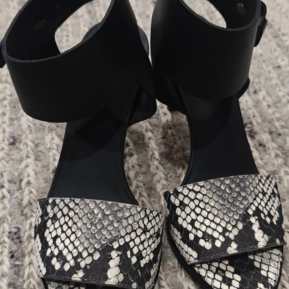 Vince Black Python Snake Embossed Leather Antonia… - image 1